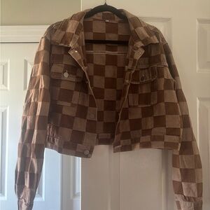 Brown Checkered Women's Jacket